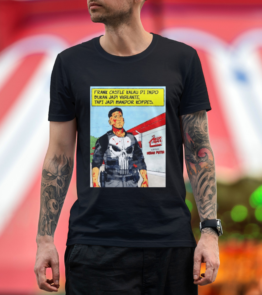 Frank Castle Kalau Di Indo Bukan Jadi Vigilante Tapi Jadi Mandor Kopdes Koperasi Merah Putih Marvel Comics T-Shirt