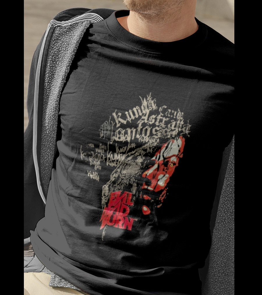 Kunda Astaroth Manto Satta Evil Dead Burn Face Typographic T-Shirt