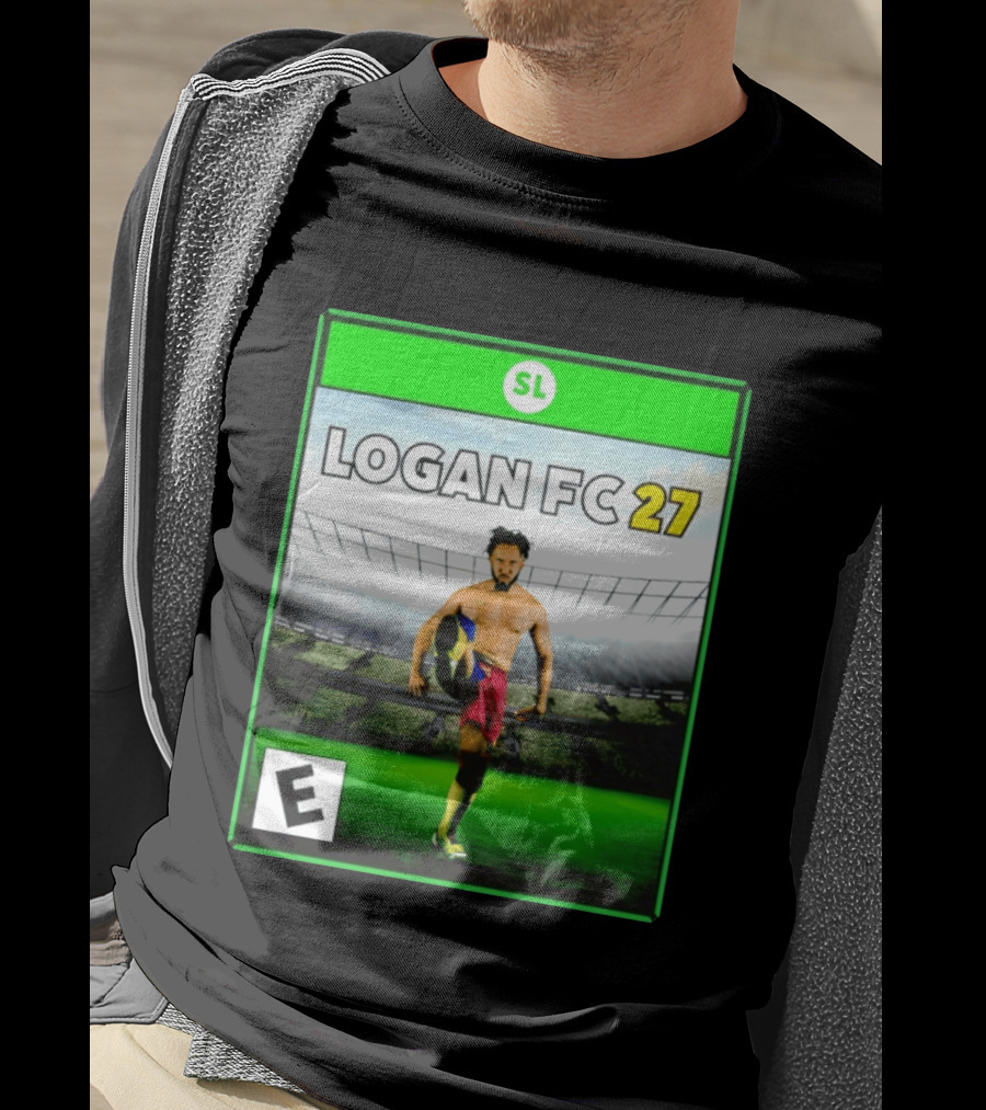 LOGAN FC 27 Soccer Game Box Art With Player In Stadium T-Shirt