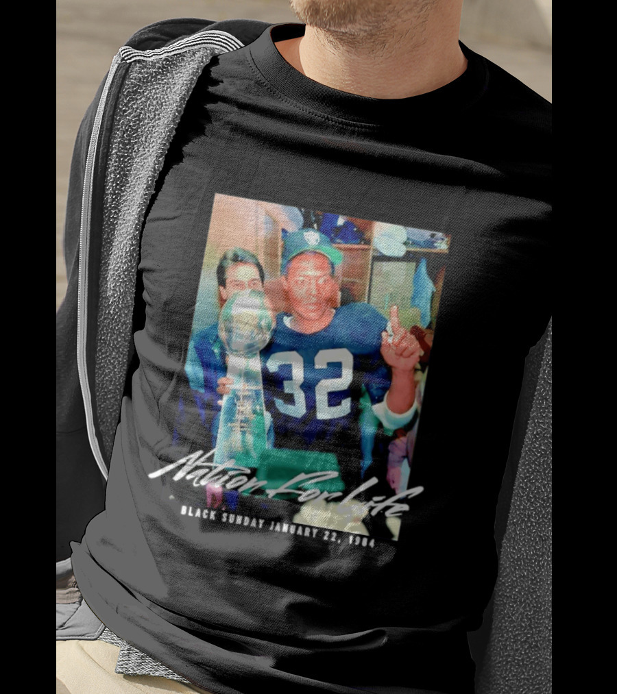 Marcus Allen Nation For Life Black Sunday January 22 1984 T-Shirt