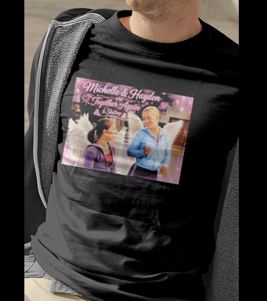 Michelle & Hayden Are Together Again Skating With Angel Wings And Hearts T-Shirt