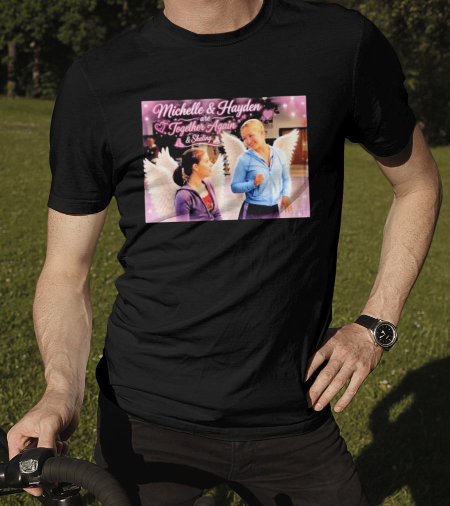 Michelle & Hayden Are Together Again Skating With Angel Wings And Hearts T-Shirt