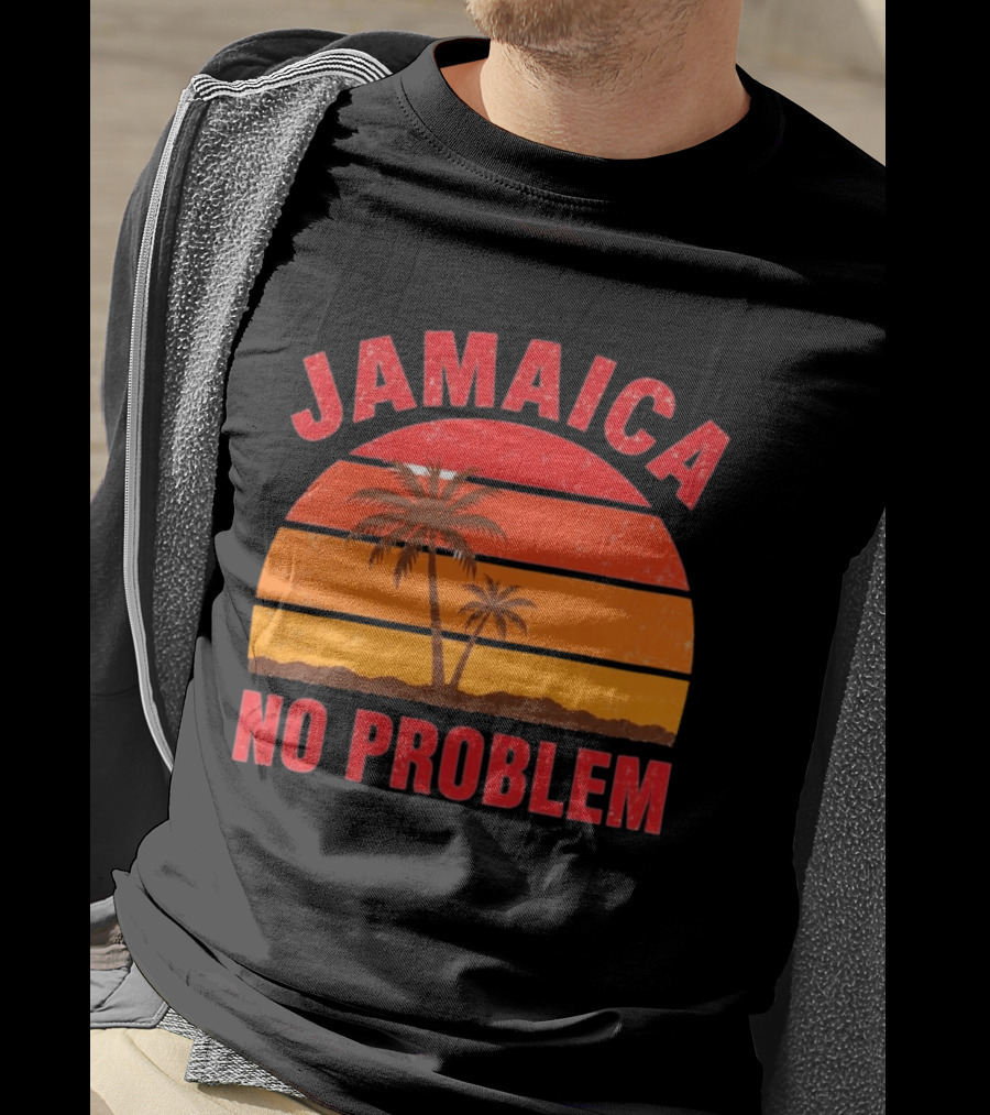 Jamaica No Problem Sunset Palm Trees Vintage Island Vibes T-Shirt