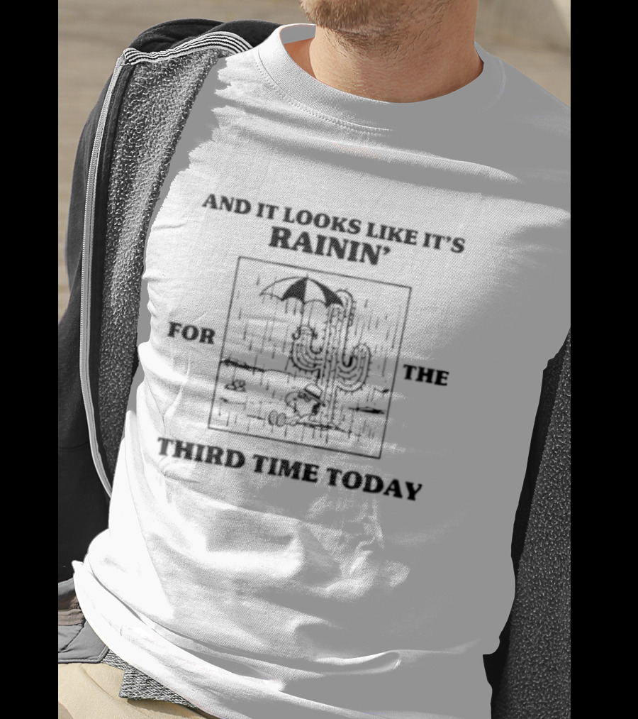 And It Looks Like It's Rainin' For The Third Time Today Snoopy Cactus Umbrella Scene T-Shirt