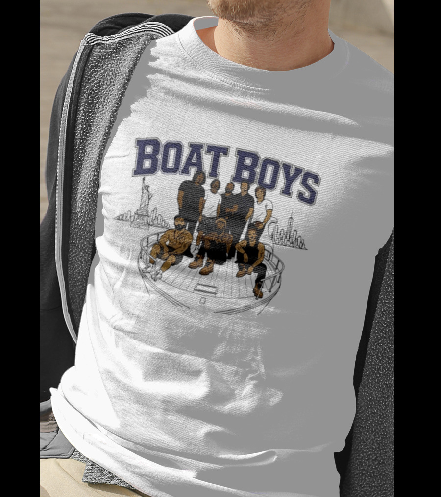 Boat Boys New York City Skyline Statue Of Liberty Group Giants T-Shirt