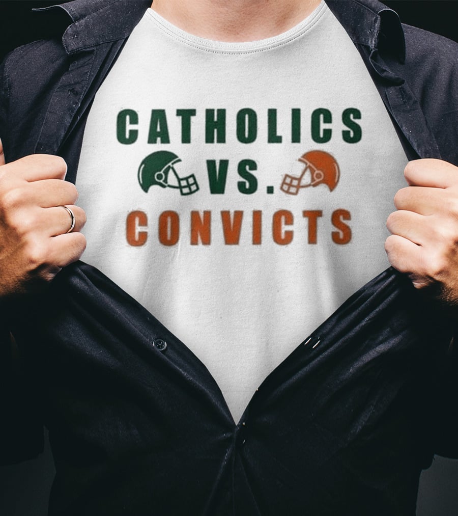 Catholics Vs Convicts Football Rivalry Gameday Helmets T-Shirt