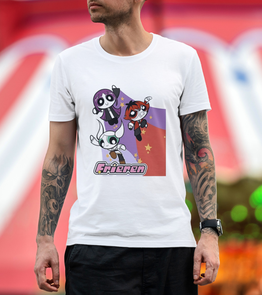 Frieren Characters In Powerpuff Girls Style With Stars T-Shirt