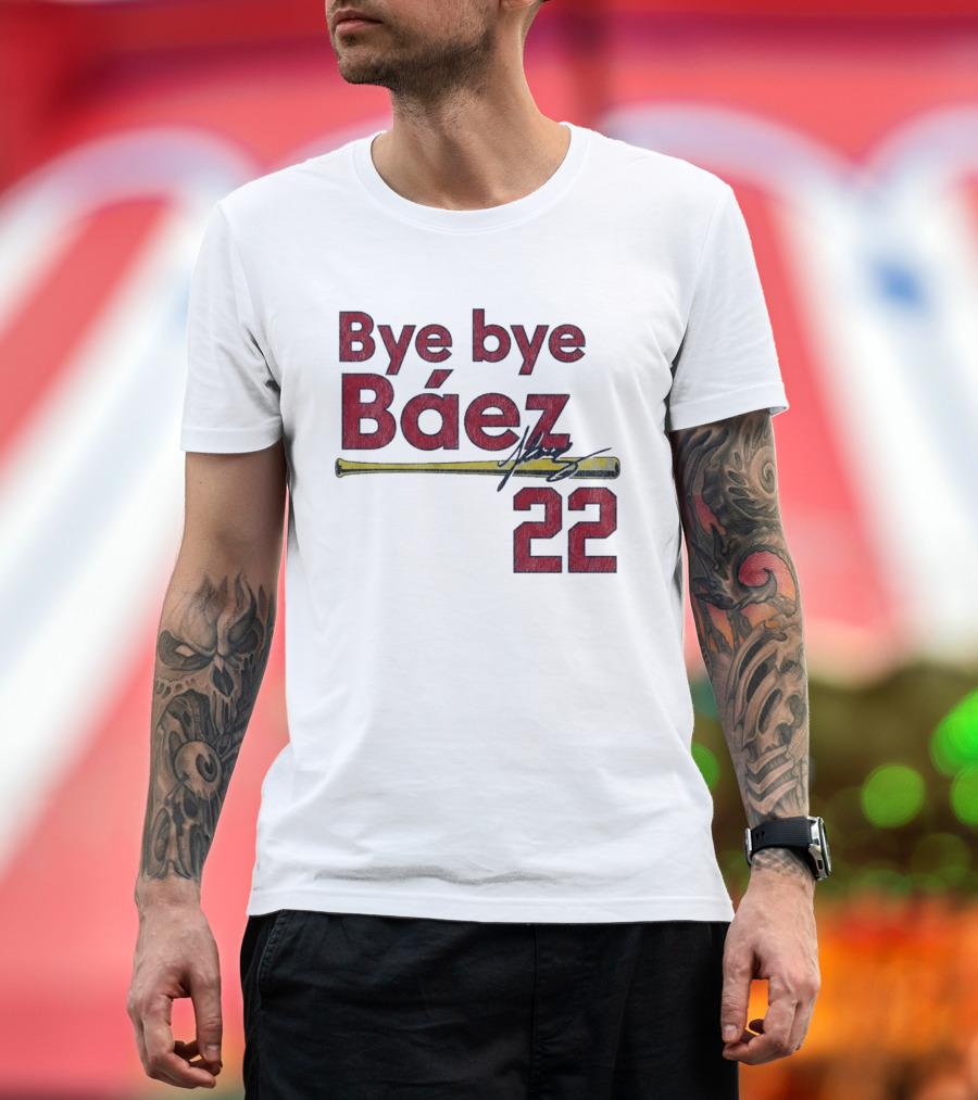 Bye Bye Báez St. Louis Cardinals MLB 2026 Number 22 Baseball Bat Signature T-Shirt