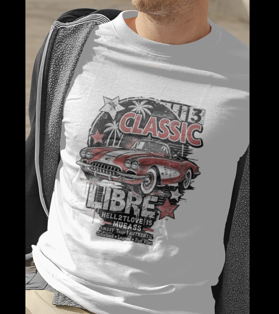 Classic Muscle Car Palm Tree Libre Americana Oldschool Legend Fast Vibes T-Shirt