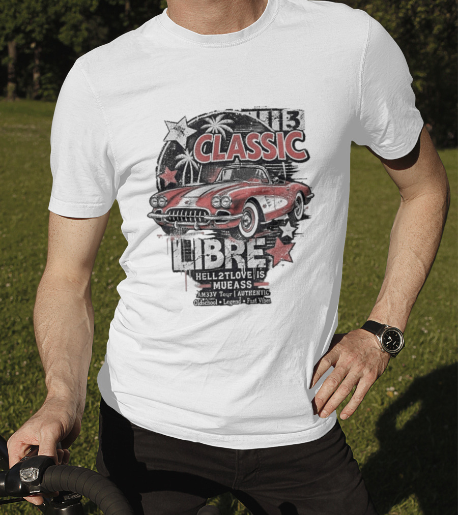 Classic Muscle Car Palm Tree Libre Americana Oldschool Legend Fast Vibes T-Shirt