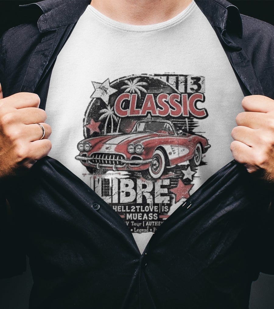 Classic Muscle Car Palm Tree Libre Americana Oldschool Legend Fast Vibes T-Shirt