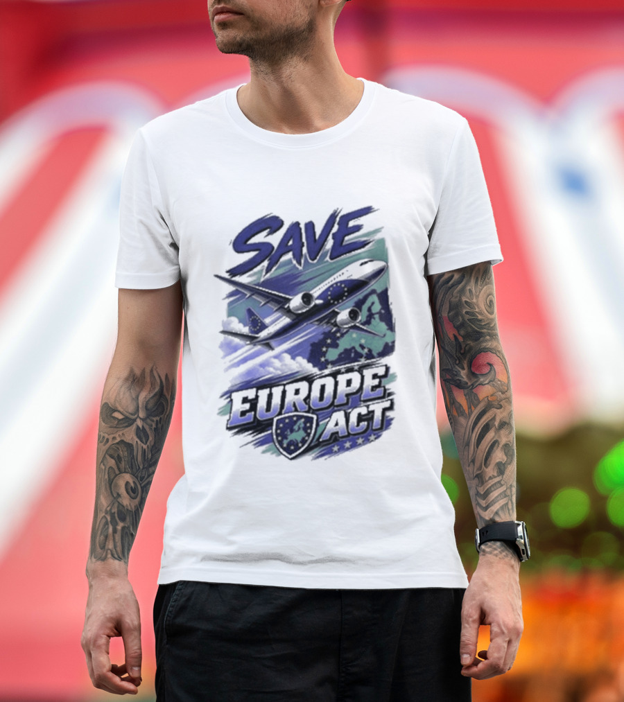 Save Europe Act 2026 Airplane Map Stars T-Shirt