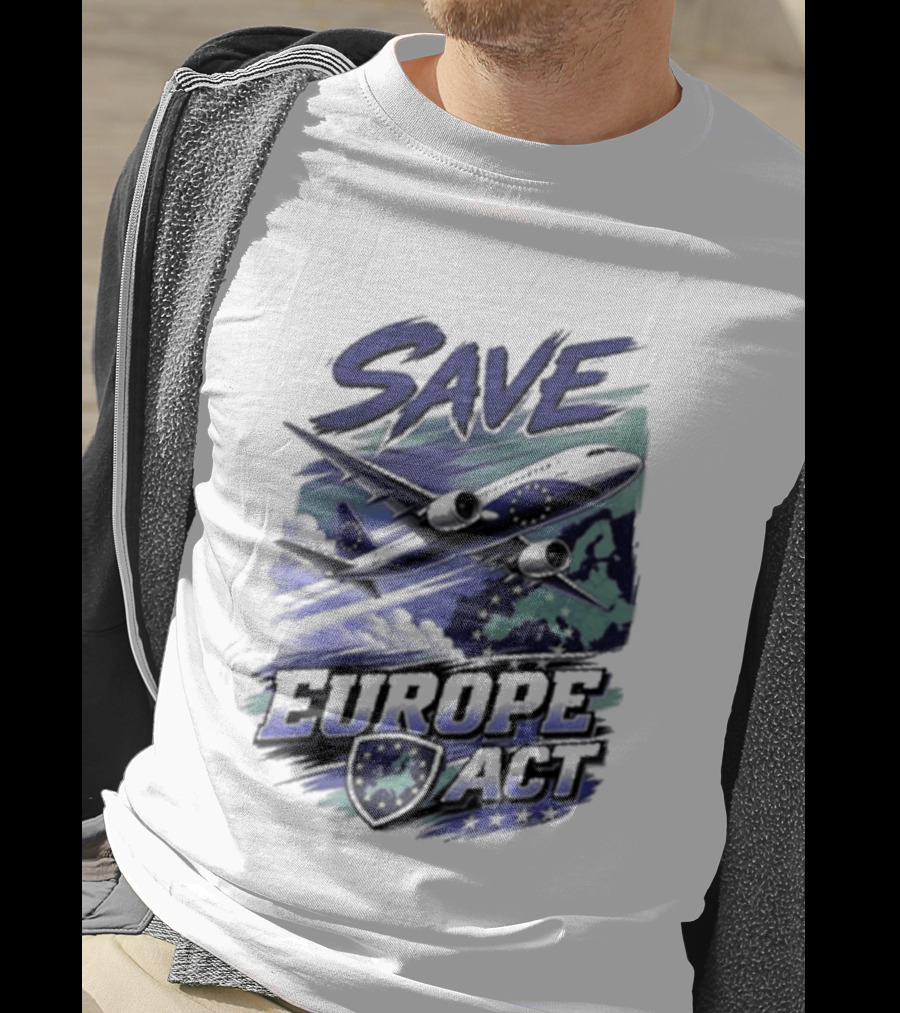 Save Europe Act 2026 Airplane Map Stars T-Shirt