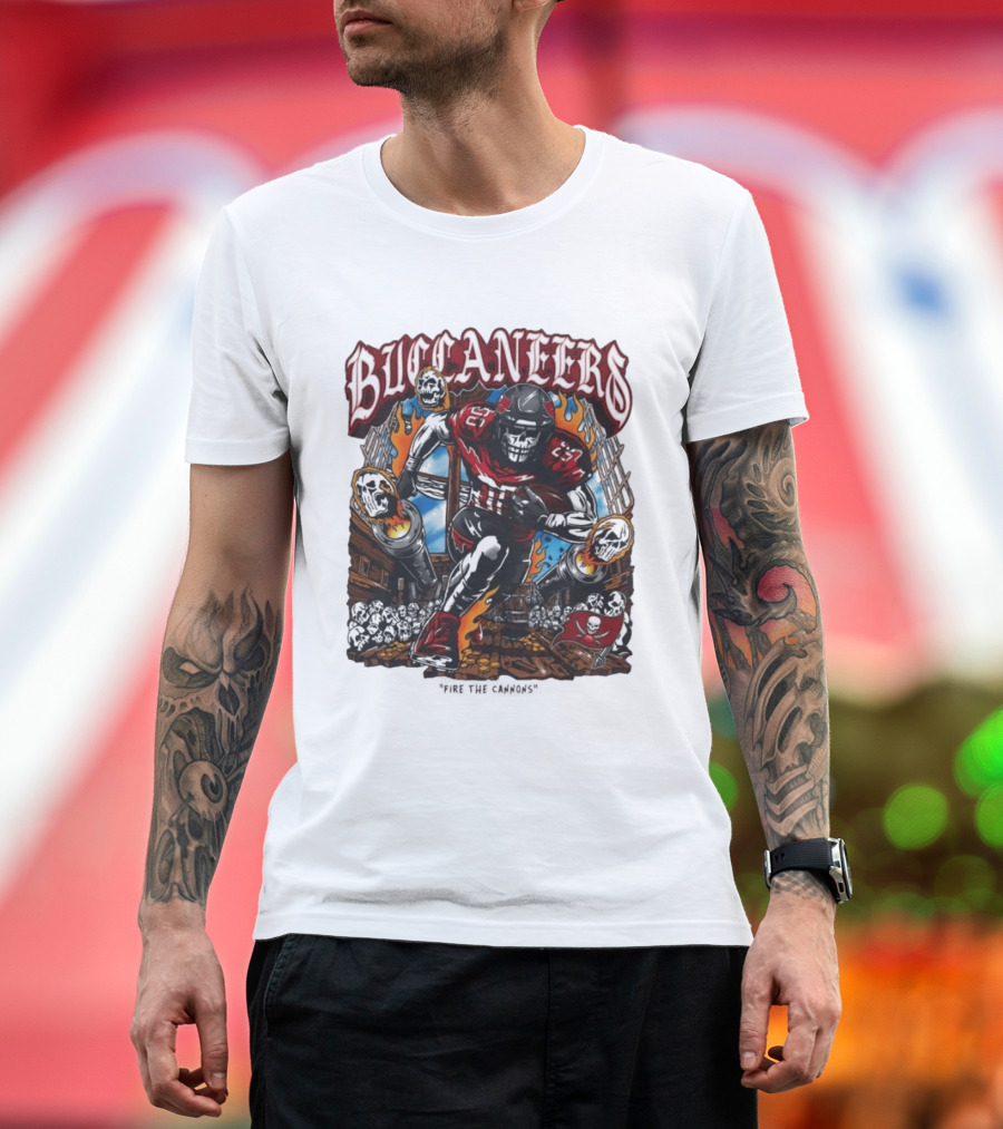 Warren Lotas Buccaneers Skull Football Player Flames T-Shirt