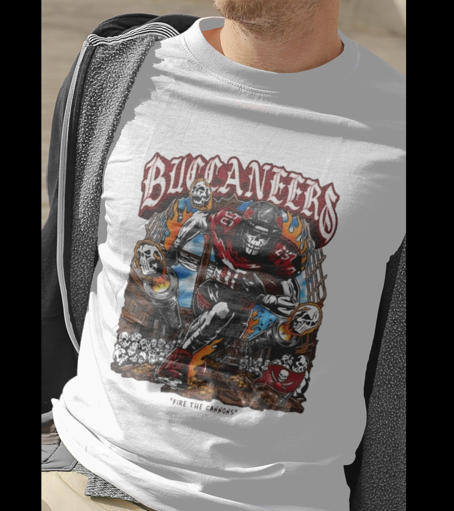 Warren Lotas Buccaneers Skull Football Player Flames T-Shirt