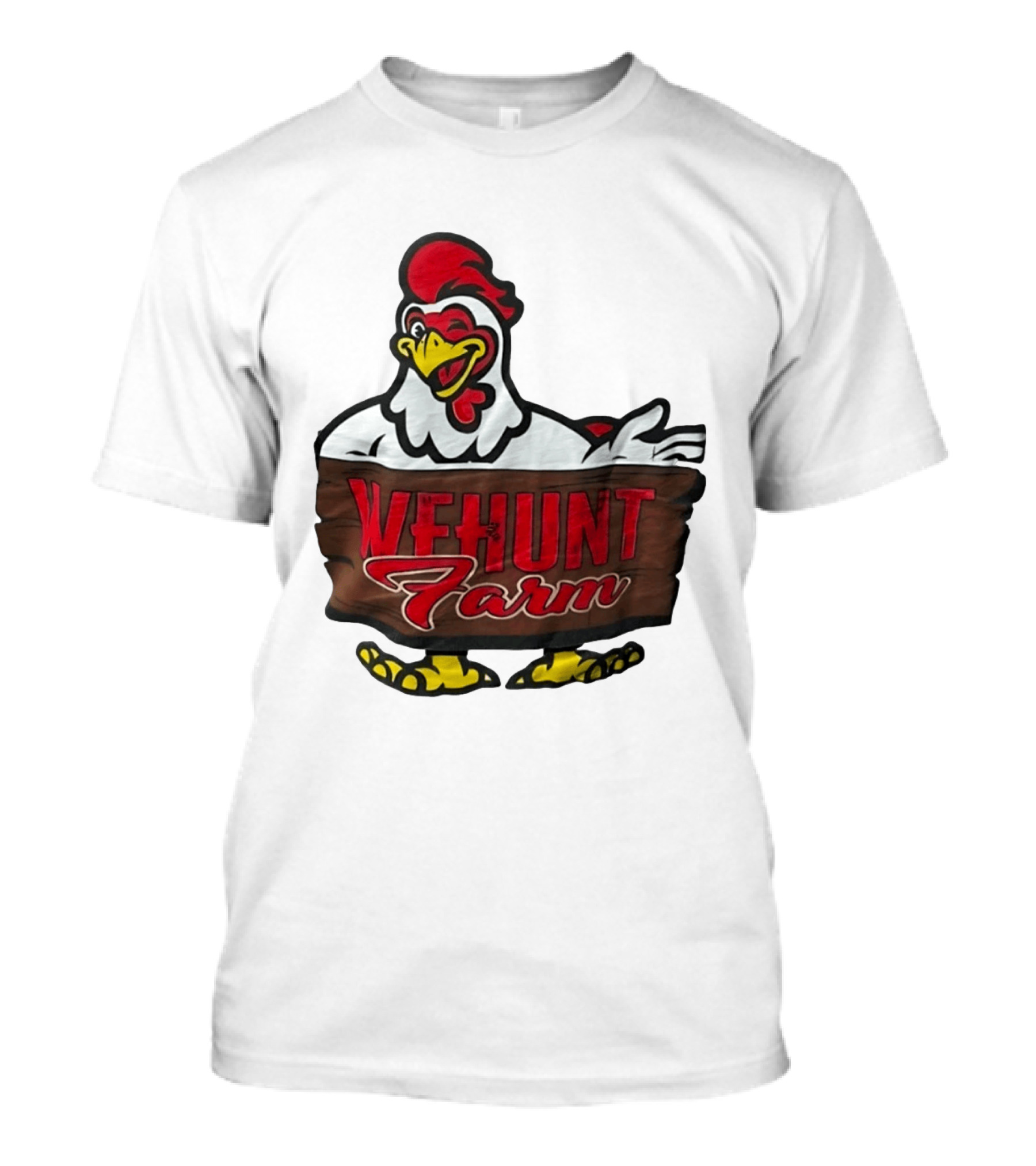 Wehunt Farm Chicken Winking Rooster With Red And Yellow Accents T-Shirt