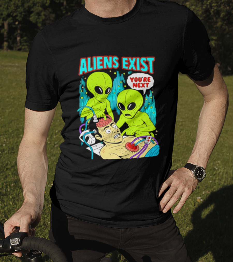 Aliens Exist You Are Next Green Alien Abduction Teen Hearts T-Shirt