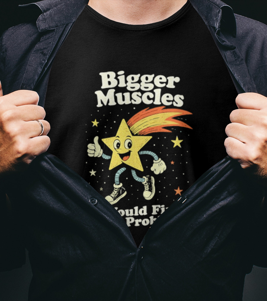 Bigger Muscles Star Cartoon Thumbs Up Encouragement T-Shirt