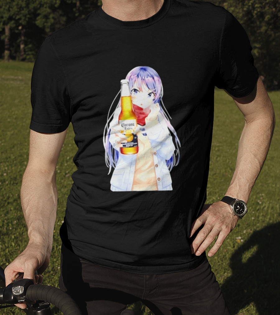 Mai Sakurajima Holding Corona Extra Rascal Does Not Dream Of Bunny Girl Senpai Anime T-Shirt