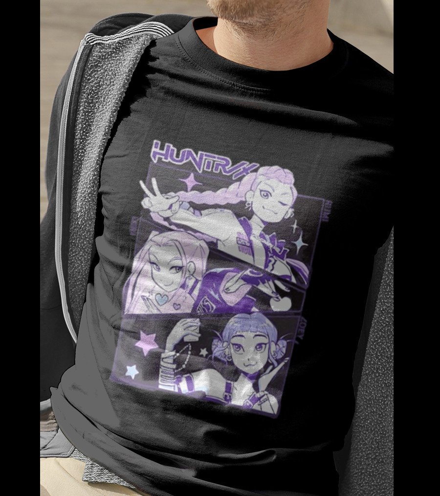 Huntrix Rumi Mira Zoey K POP World Tour Demon Hunters 2 Sided T-Shirt