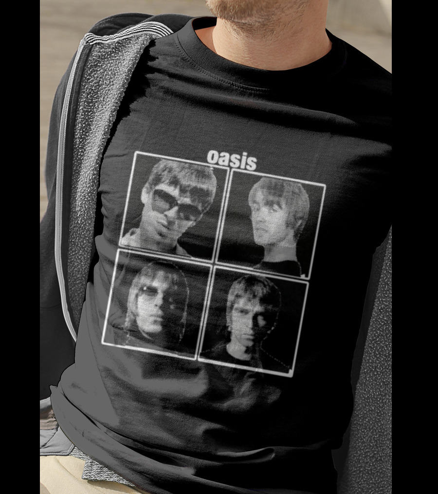 Oasis Band Members Britpop Liam Gallagher Iconic 90s Music Photos T-Shirt