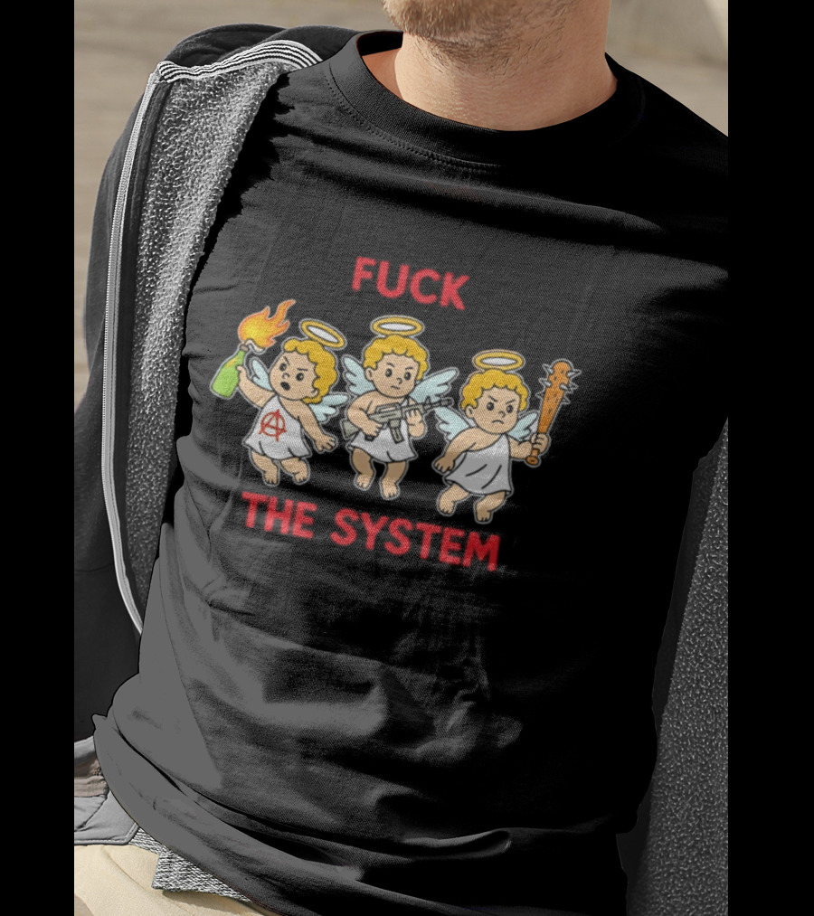 Anarchy Angels Punk Rebellion Fuck The System Cherub T-Shirt
