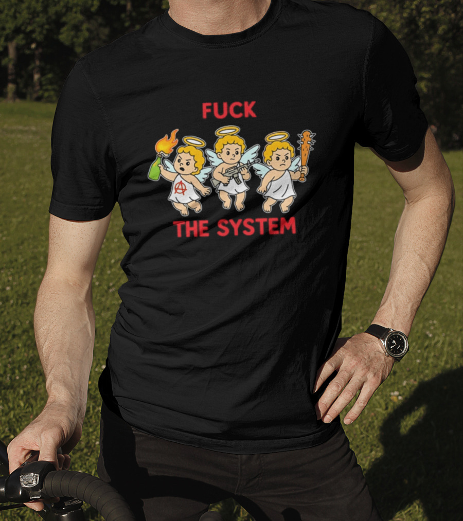 Anarchy Angels Punk Rebellion Fuck The System Cherub T-Shirt