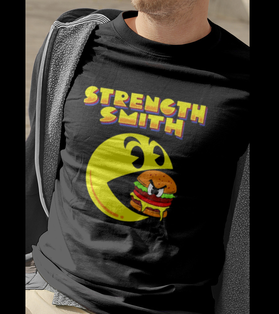 Strength Smith Pac Man Vs Burger Gaming Showdown T-Shirt