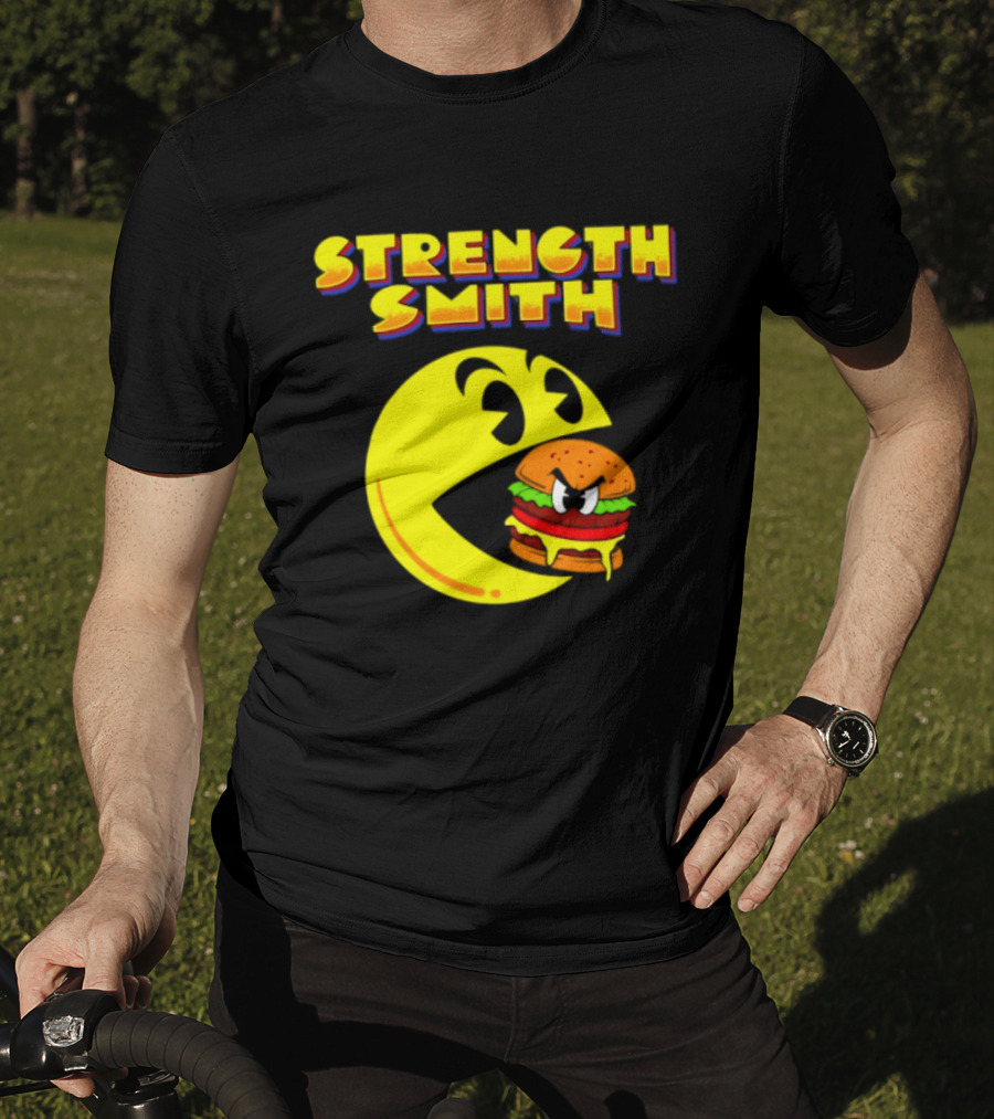 Strength Smith Pac Man Vs Burger Gaming Showdown T-Shirt