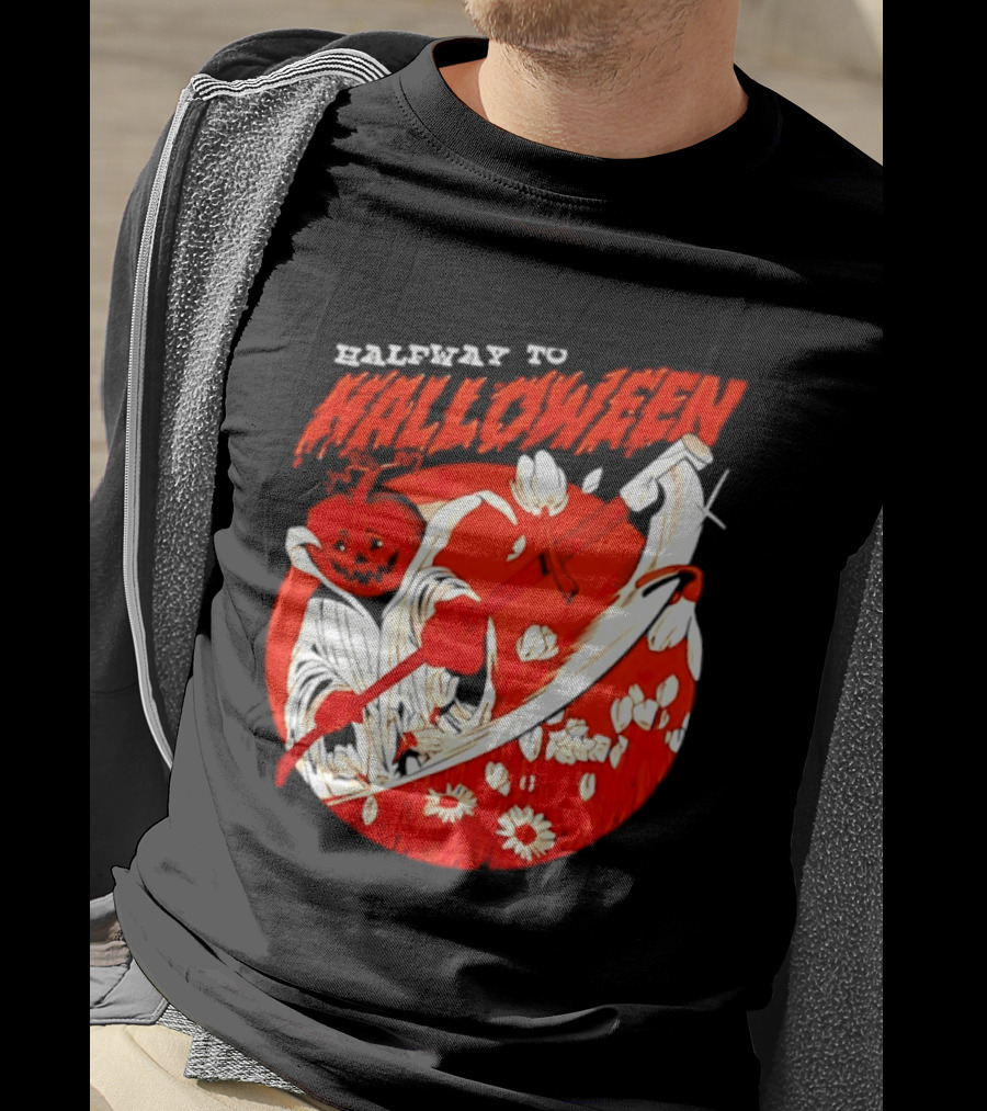 Halfway To Halloween Pumpkin Reaper Spooky T-Shirt