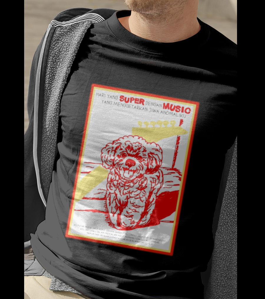 Hari Yang Super Dengan Music Yang Menggetarkan Jiwa Anomaliku Gitar Anjing Menggemaskan T-Shirt