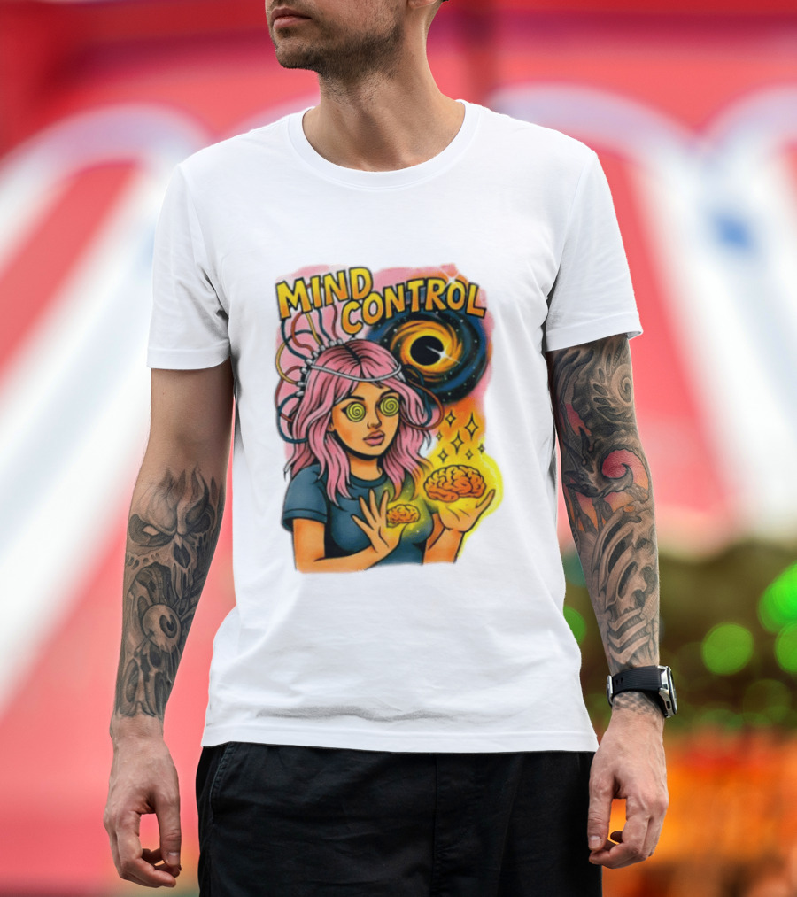 Mind Control Teen Hearts Psychedelic Black Hole Spiral Eyes Brain Magic T-Shirt