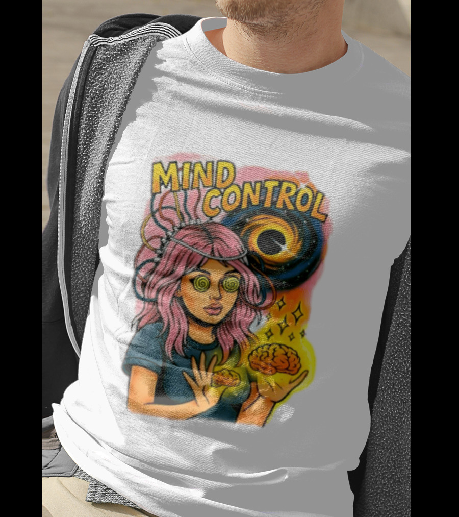 Mind Control Teen Hearts Psychedelic Black Hole Spiral Eyes Brain Magic T-Shirt