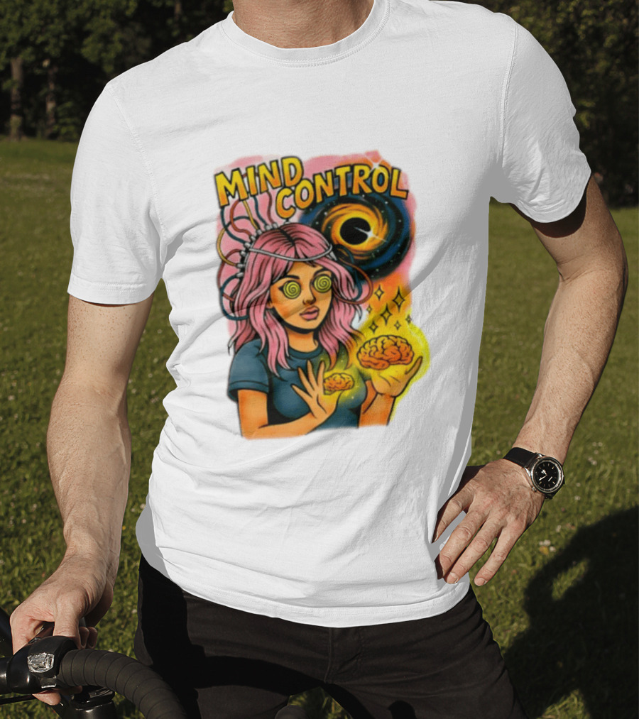 Mind Control Teen Hearts Psychedelic Black Hole Spiral Eyes Brain Magic T-Shirt