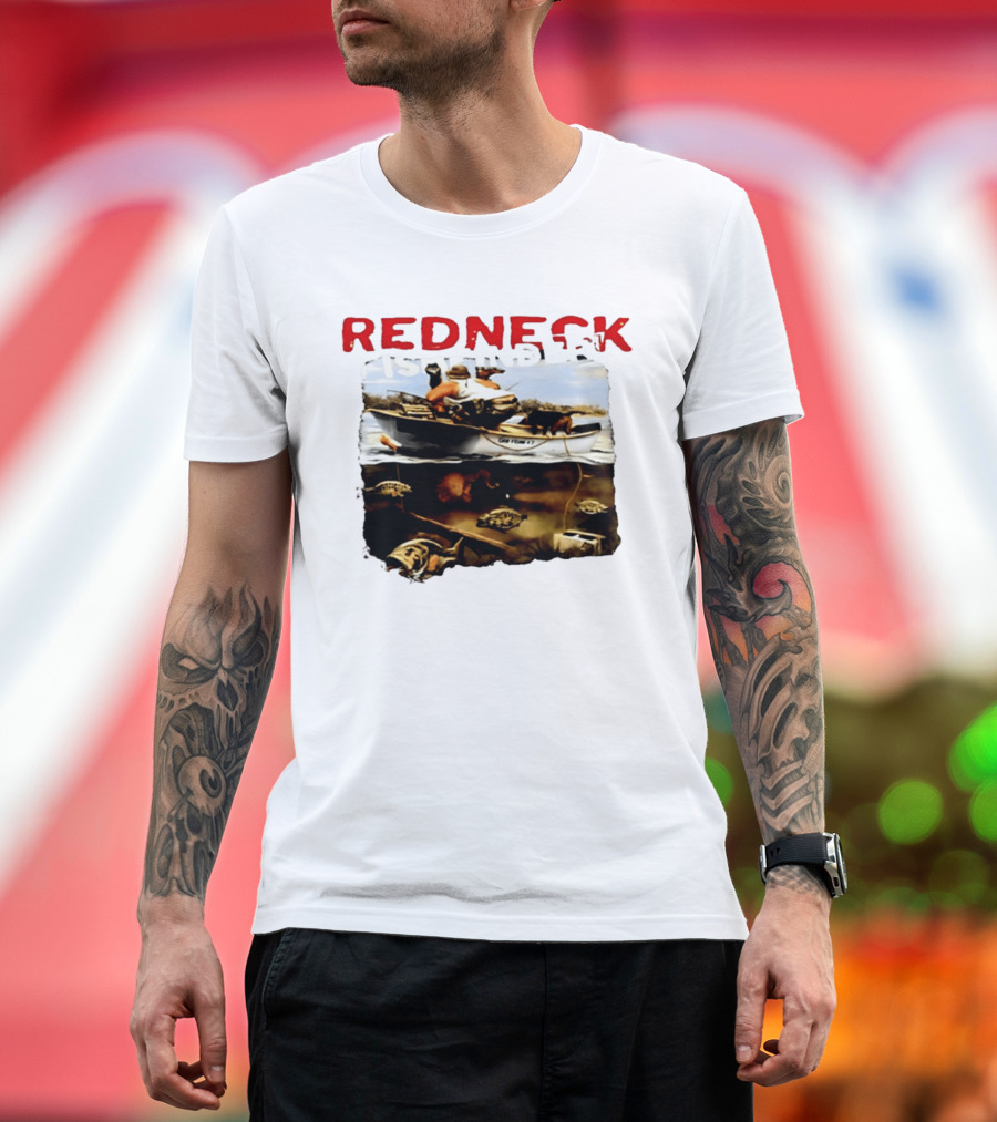 Redneck Fishfinder Fishing Boat Scene With Underwater View T-Shirt
