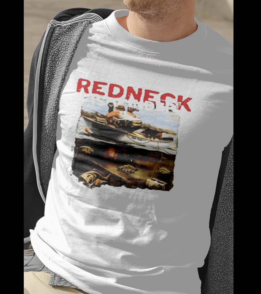 Redneck Fishfinder Fishing Boat Scene With Underwater View T-Shirt