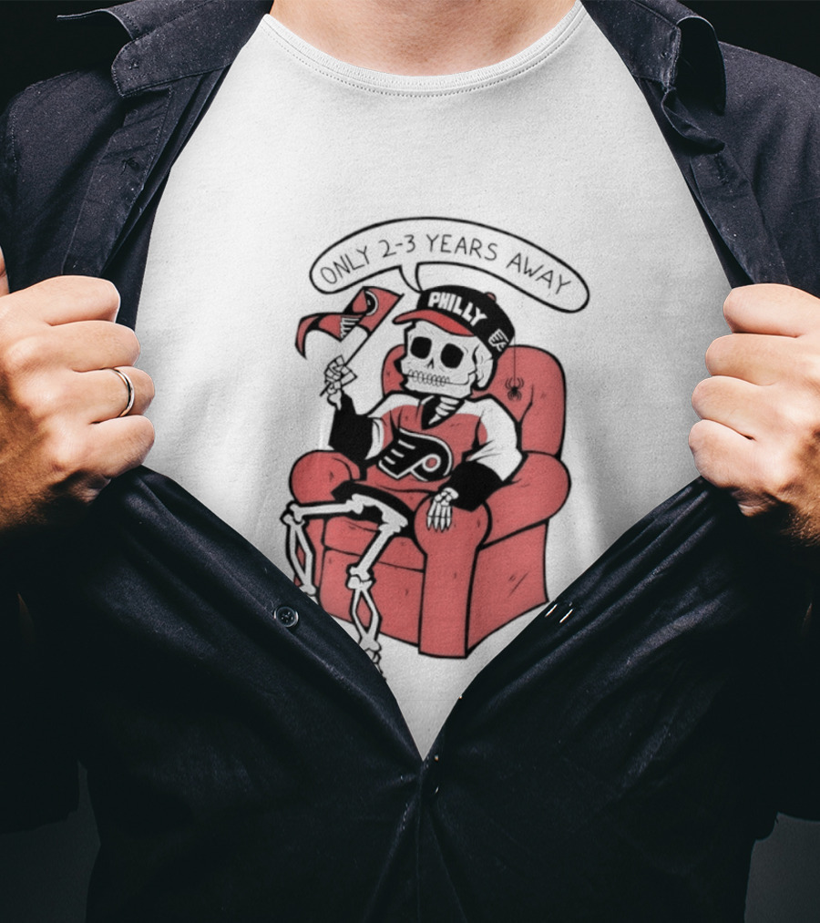 Skeleton Only 2 3 Years Away Philly Flyers Fan Chair T-Shirt