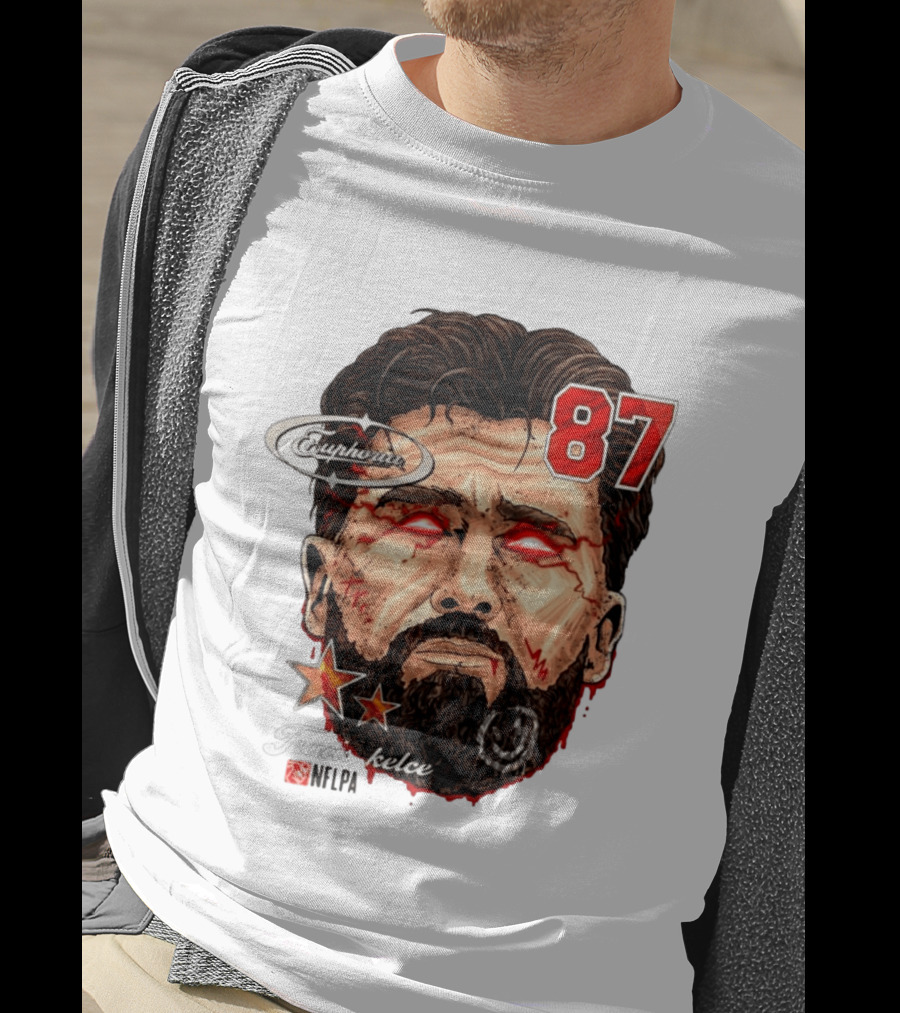 Travis Kelce Euphoria Lightning NFLPA Big Head 87 T-Shirt