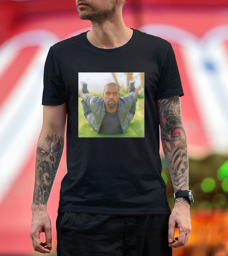Kanye West Ye Meme Photo Iconic Pose Lying On Grass T-Shirt