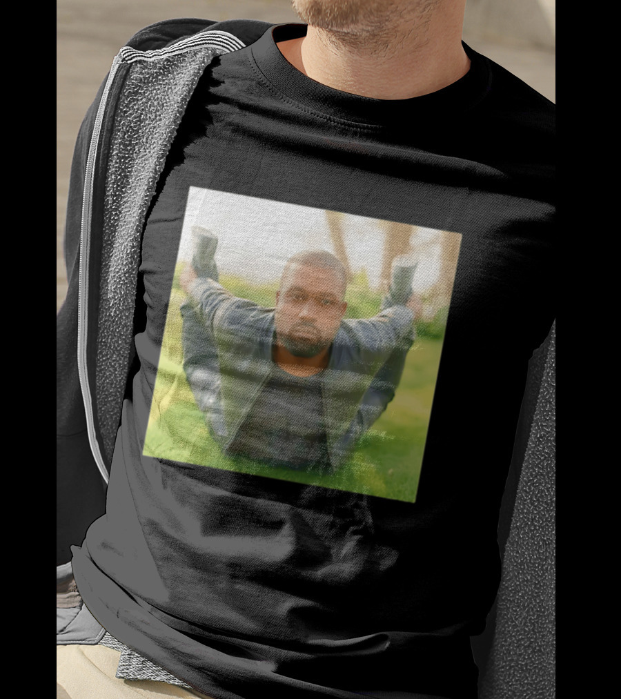 Kanye West Ye Meme Photo Iconic Pose Lying On Grass T-Shirt