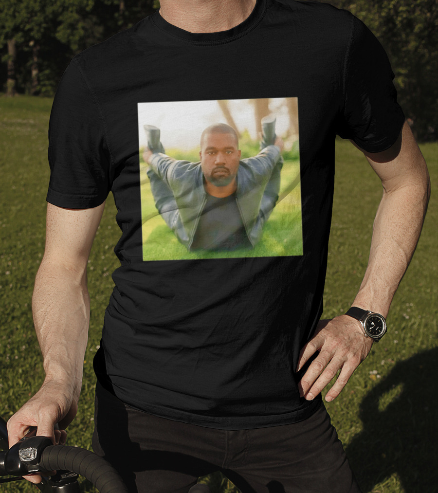Kanye West Ye Meme Photo Iconic Pose Lying On Grass T-Shirt