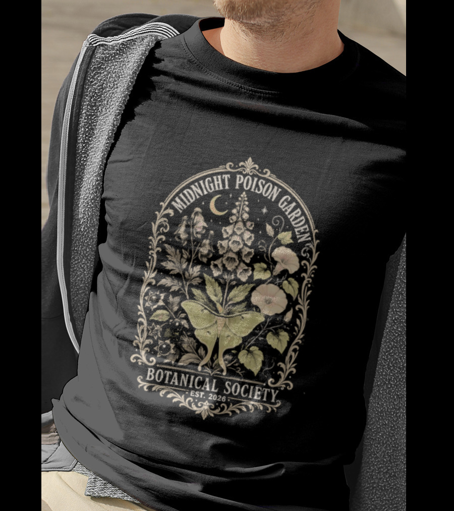 Midnight Poison Garden Botanical Society Est 2026 Moth Moonflower T-Shirt