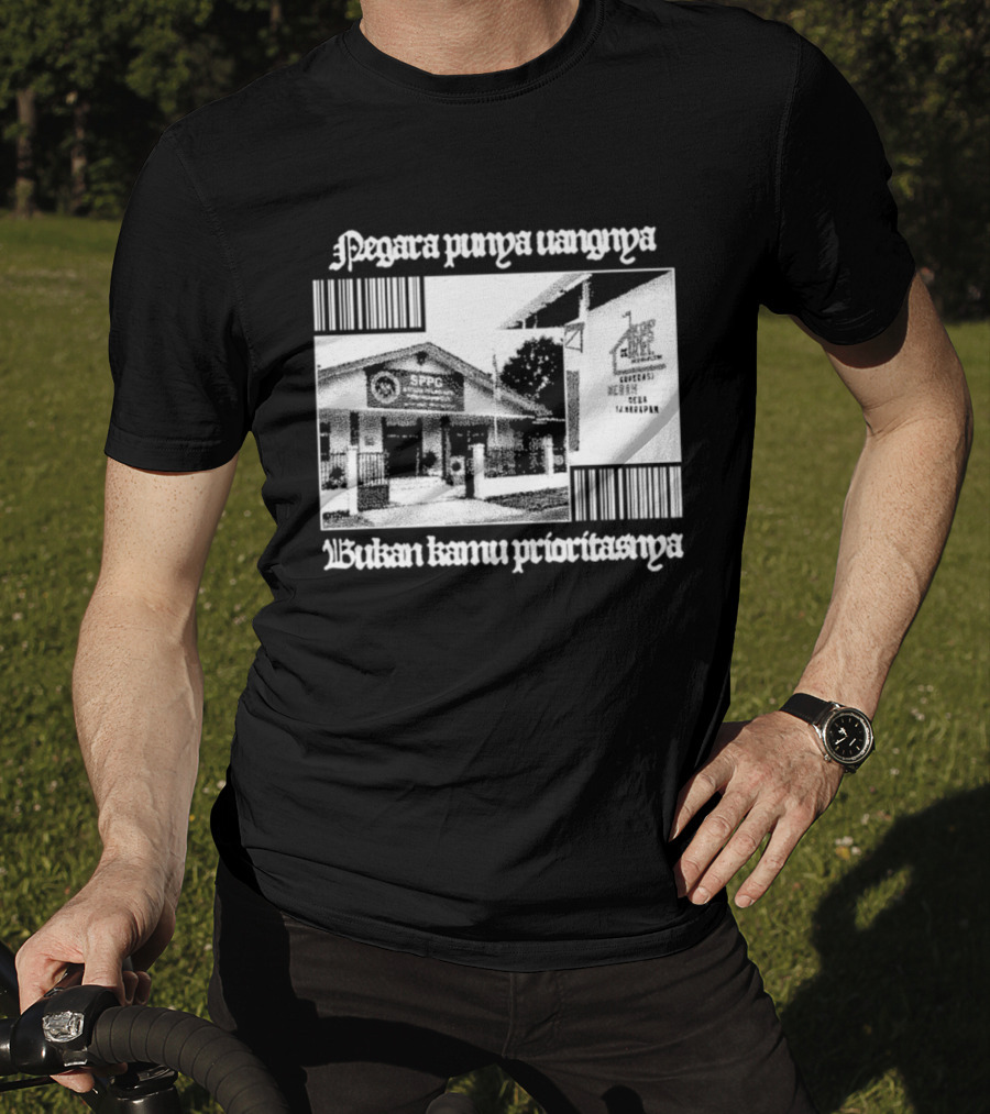 Negara Punya Uangnya Bukan Kamu Prioritasnya Monochrome House And Trees T-Shirt