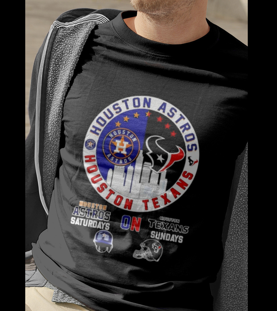 Houston Astros Saturdays Houston Texans Sundays Skyline Sports Fan T-Shirt