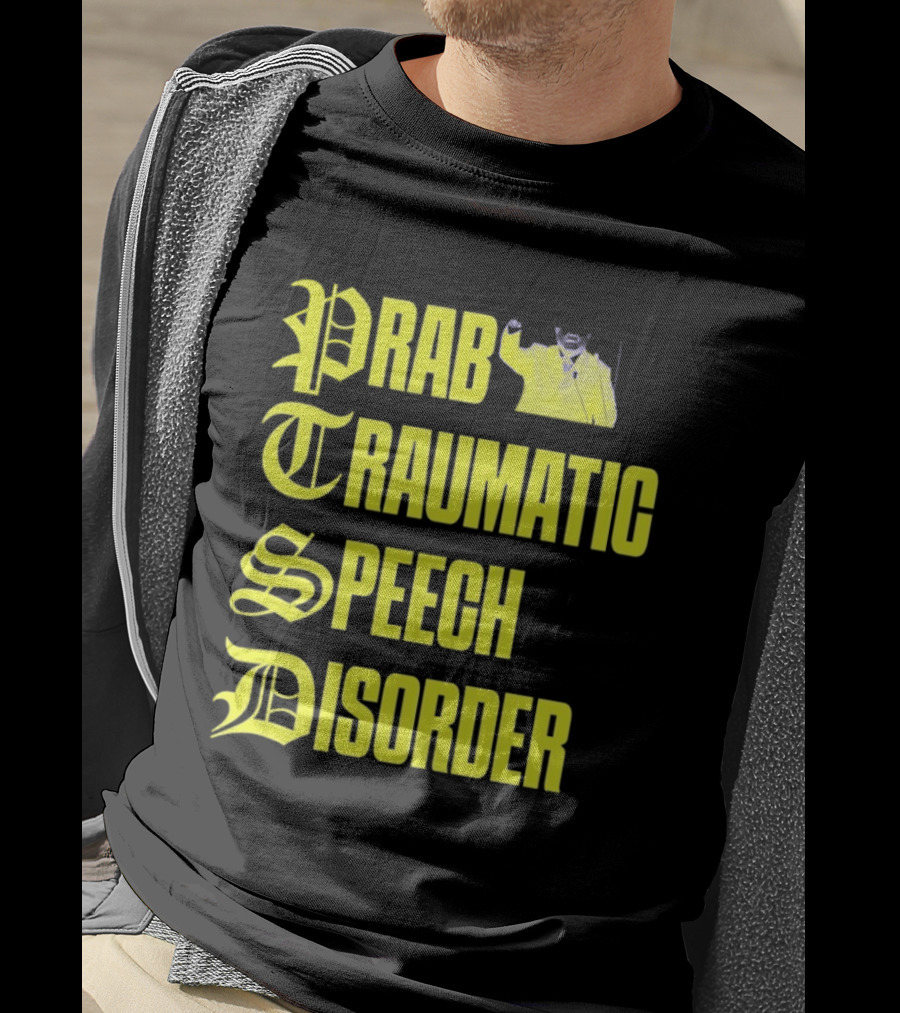 Prab Traumatic Speech Disorder Yellow Bold Lettering T-Shirt