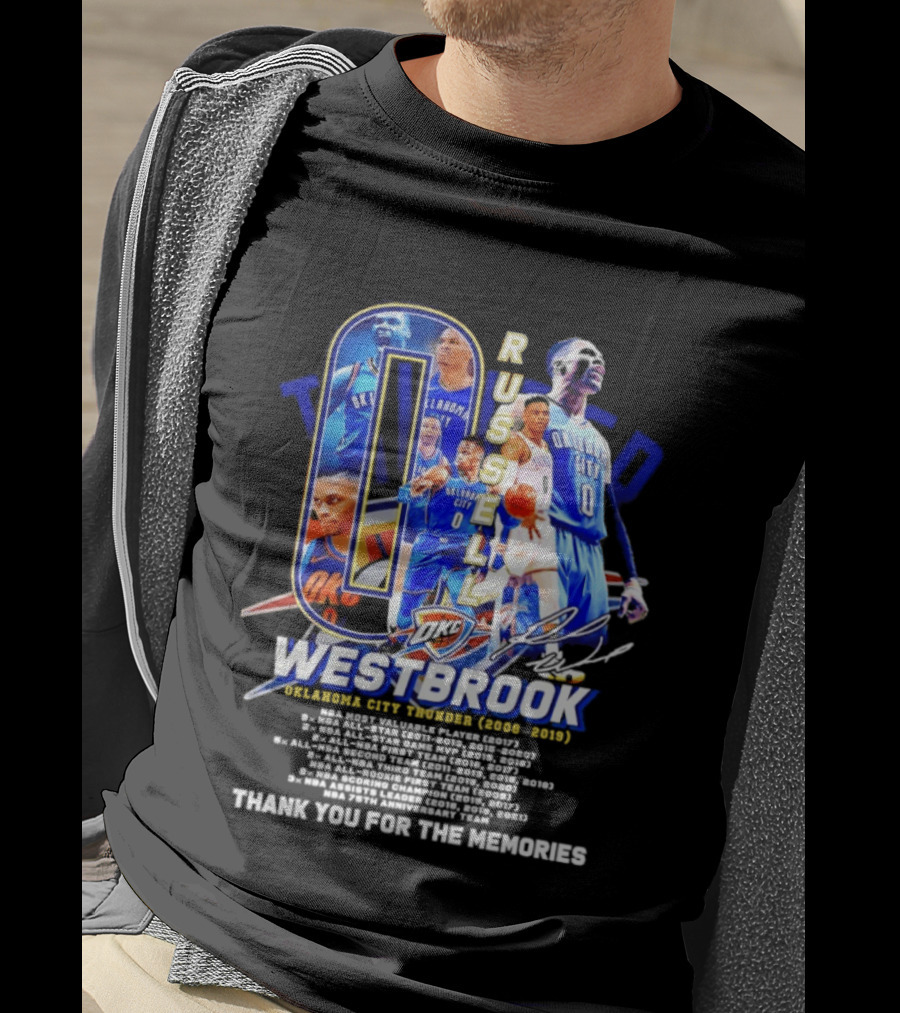 Russell Westbrook 0 Oklahoma City Thunder 2008 2019 Thank You For The Memories T-Shirt