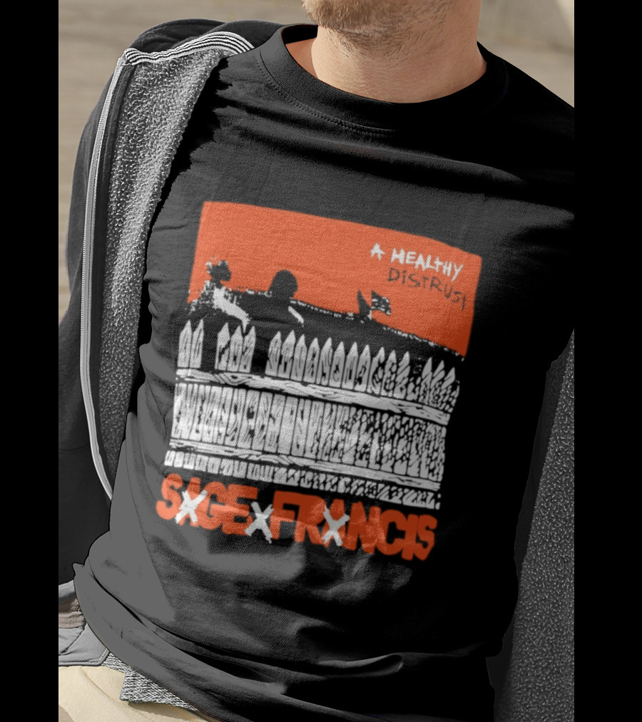 Sage Francis A Healthy Distrust Hip Hop Silhouette White Fence Red T-Shirt