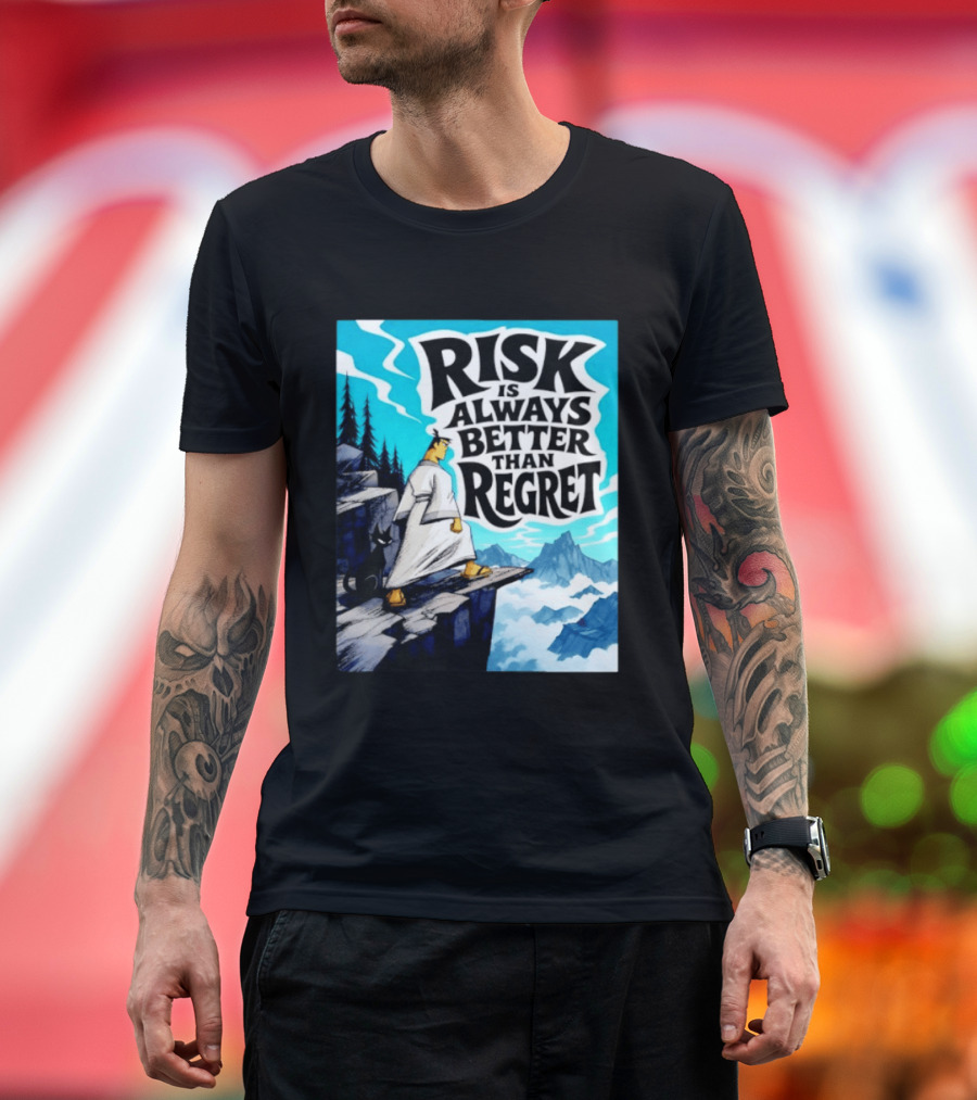 Samurai Jack Risk Is Always Better Than Regret Mountain Scene T-Shirt