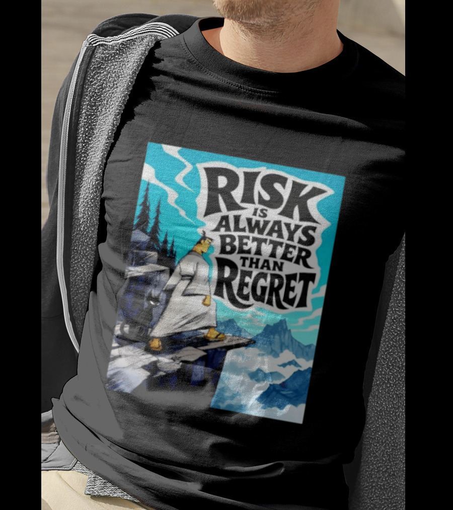 Samurai Jack Risk Is Always Better Than Regret Mountain Scene T-Shirt