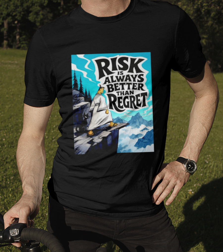 Samurai Jack Risk Is Always Better Than Regret Mountain Scene T-Shirt